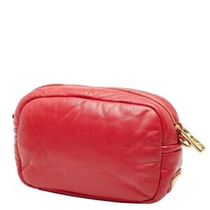 Prada Leather Bag Red Logo Plate Triangle Shoulder